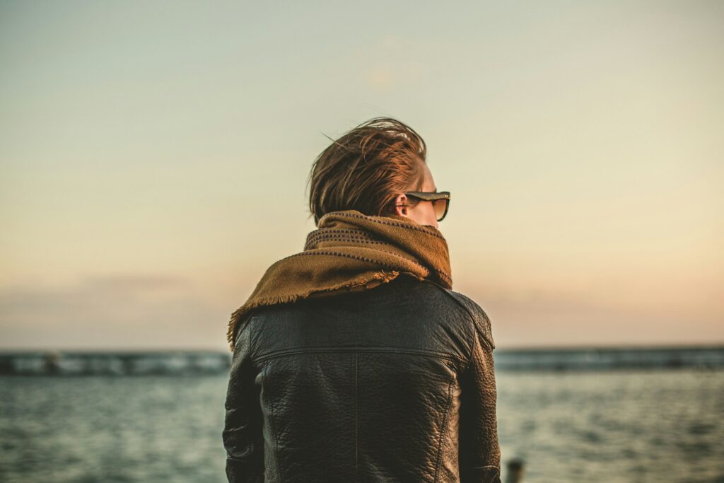 man reflecting alone